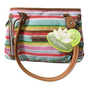 Lily Bloom Maggie Satchel Sunshine Stripe Print Eco-Friendly Bag NWT